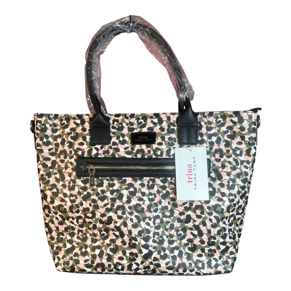 Trina Turk Handbags - Trina Turk Pink and Green Leopard Print Tote